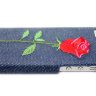 Чехол для iphone 5/5s Denim JEANS STYLE вышивка джинсовый чехол ROSE фото 5 — CRYSTAL SHOP