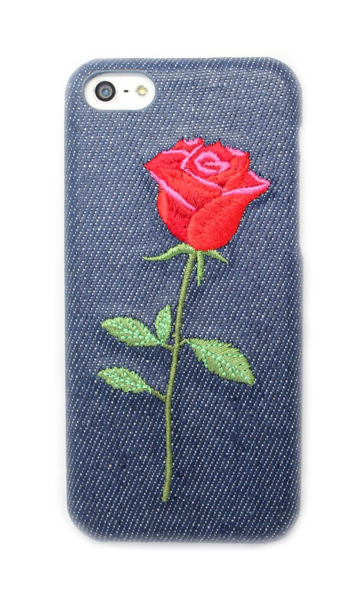Чехол для iphone 5/5s Denim JEANS STYLE вышивка джинсовый чехол ROSE 