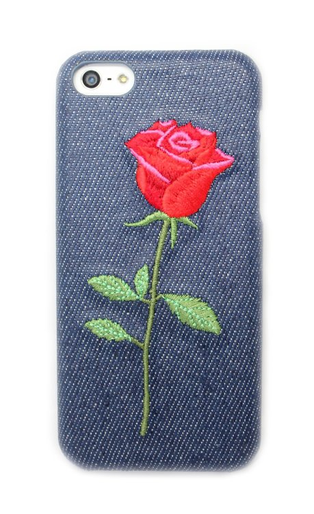 Чехол для iphone 5/5s Denim JEANS STYLE вышивка джинсовый чехол ROSE — CRYSTAL SHOP