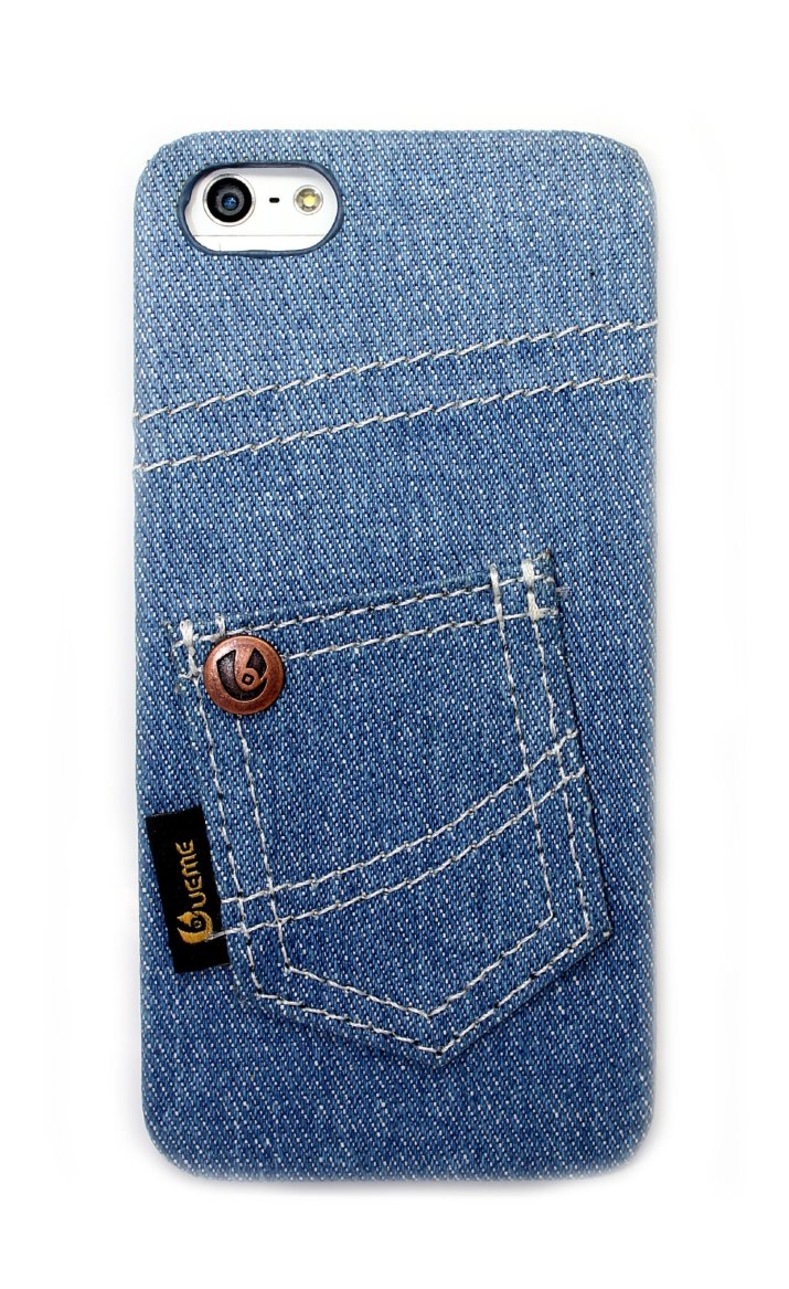 Чехлы с вышивкой для iphone 5/5s Denim JEANS STYLE джинсовый чехол с нашивным карманом №1 