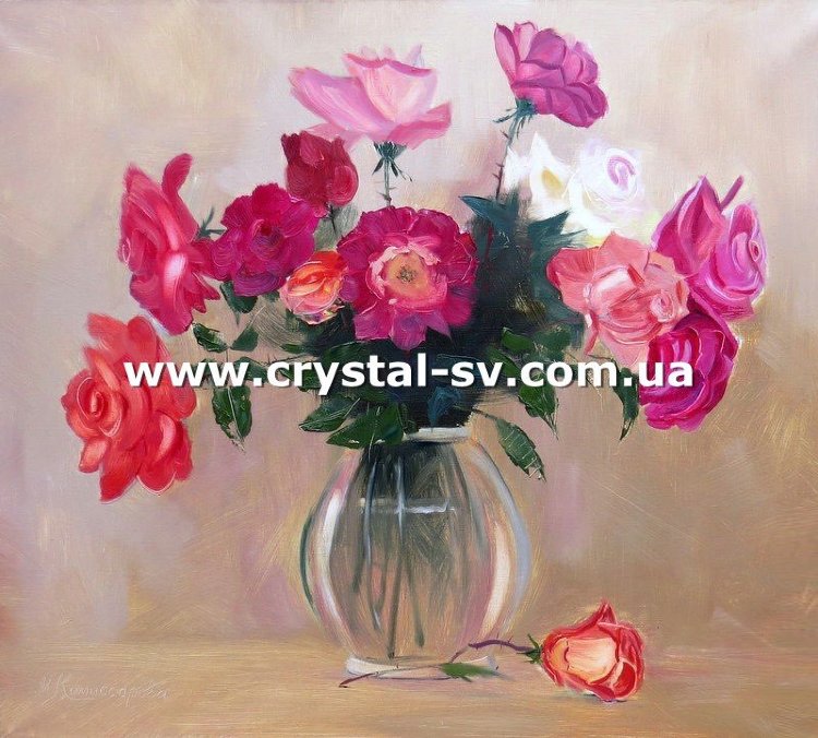 Набор алмазная мозаика стразами Натюрморт Цветы Роза (40х40) — CRYSTAL SHOP