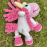  Вязаная крючком плюшевая игрушка Единорожка (сидит) белый-розовый. Рост 52 см фото 7 — CRYSTAL SHOP