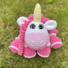  Вязаная крючком плюшевая игрушка Единорожка (сидит) белый-розовый. Рост 52 см фото 1 — CRYSTAL SHOP