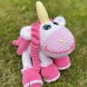  Вязаная крючком плюшевая игрушка Единорожка (сидит) белый-розовый. Рост 52 см фото 2 — CRYSTAL SHOP