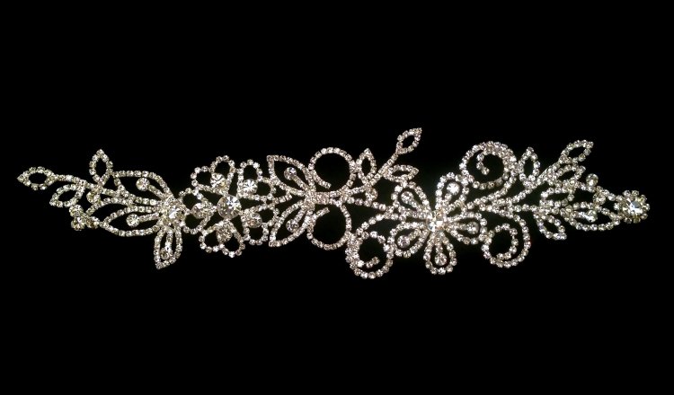 Свадебный декор. Аппликация из страз. Цвет Сrystal 21х6см. Цена за 1 шт — CRYSTAL SHOP