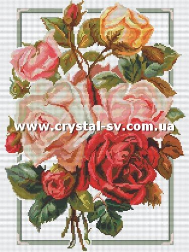 Набор алмазная мозаика стразами Розы Букет Вышивка (40х30) — CRYSTAL SHOP