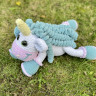 Вязаная крючком плюшевая игрушка Единорожка (сидит) белый-лазурный. Рост 52 см фото 5 — CRYSTAL SHOP