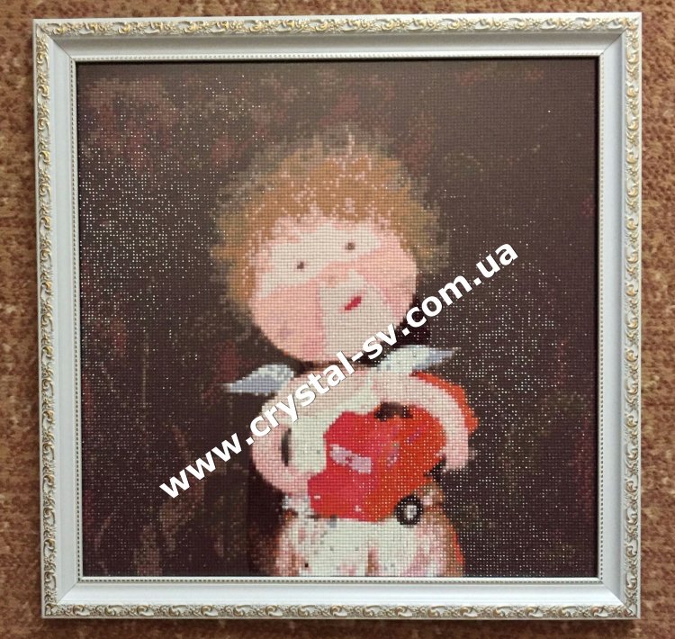Картина алмазная вышивка стразами &quot;Детки с машинкой&quot; (40x40) — CRYSTAL SHOP