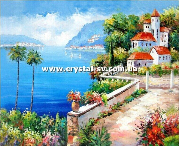 Набор алмазная живопись Средиземное море Садовая башня (40х50) — CRYSTAL SHOP
