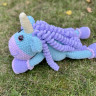 Вязаная крючком плюшевая игрушка Единорожка (сидит) мята-лаванда. Рост 52 см фото 5 — CRYSTAL SHOP