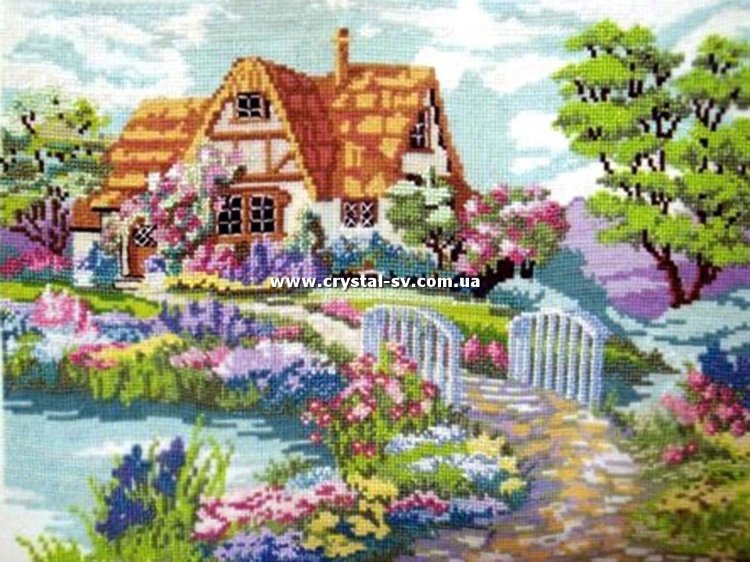 Набор рисование камнями Домик живопись (30х40) — CRYSTAL SHOP