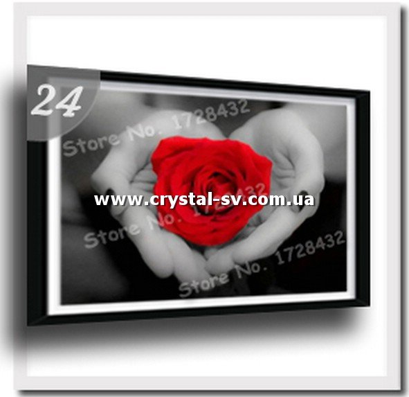 Набор алмазная мозаика стразами АРТ Красная роза в руках (40х50) — CRYSTAL SHOP
