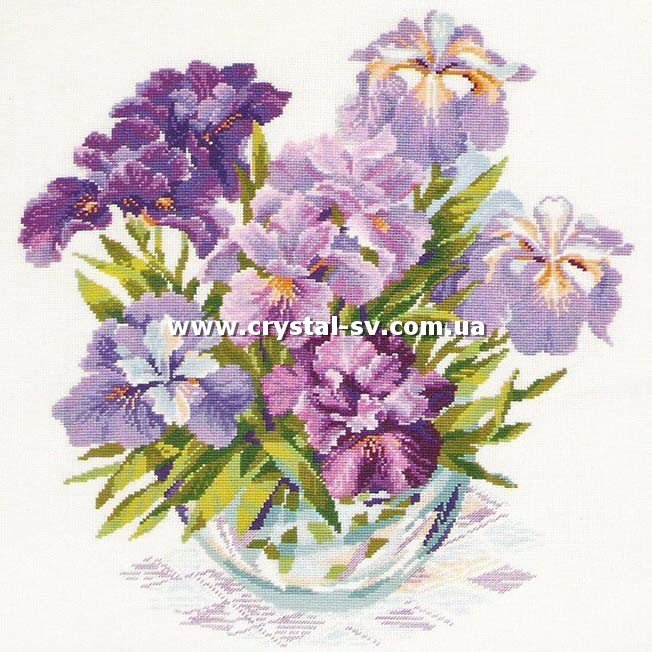 Набор алмазная мозаика стразами Ирисы в вазе Вышивка (40x40) — CRYSTAL SHOP