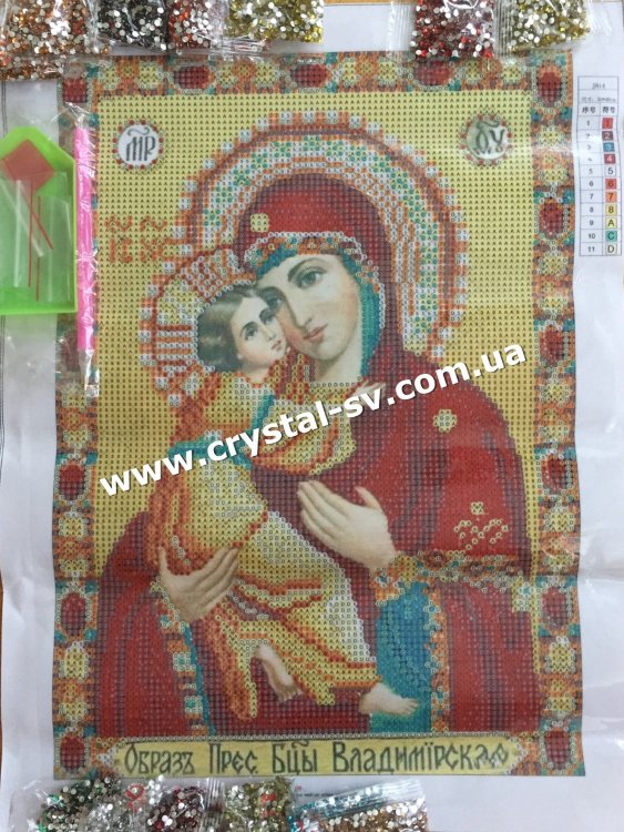 Набор алмазная мозаика стразами Образ Пресвятая Богородица Владимирская (40х30) — CRYSTAL SHOP
