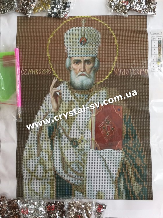 Набор алмазная мозаика стразами Образ Святого Николая Чудотворца (40х30) — CRYSTAL SHOP