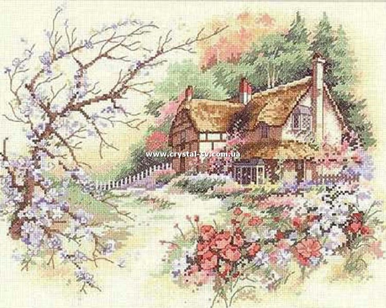 Набор рисование камнями Очаровательный домик (40x50) — CRYSTAL SHOP