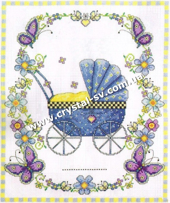 Набор мозаика стразами Детская метрика для мальчика (40х30) — CRYSTAL SHOP