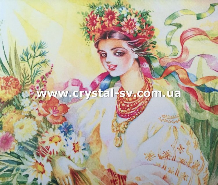 Набор алмазная мозаика стразами Украинский стиль Украинка Девушка (40x53) — CRYSTAL SHOP