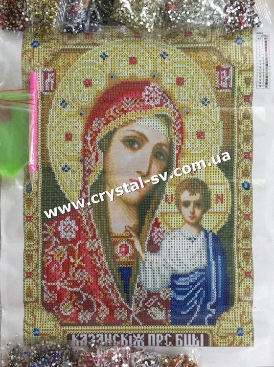 Набор алмазная мозаика стразами Образ Казанской Пресвятой Богородицы (40х30) — CRYSTAL SHOP