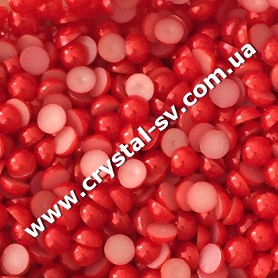 Полужемчуг акрил Красный (Red) 6 мм. Цена за 50 шт. — CRYSTAL SHOP