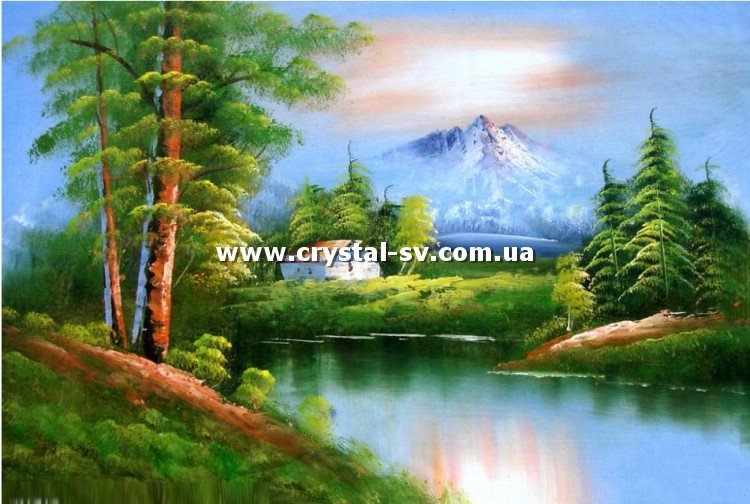 Набор рисование камнями Хижина в горах (40х60) — CRYSTAL SHOP