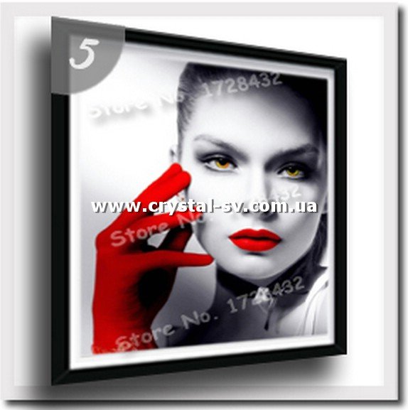 Набор алмазная мозаика стразами АРТ Девушка Красная помада (50х40) — CRYSTAL SHOP