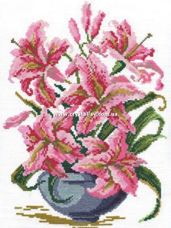 Набор алмазная мозаика стразами Розовая лилия Вышивка (40x30) — CRYSTAL SHOP