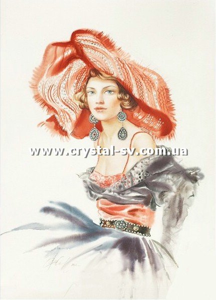Набор алмазная мозаика стразами Барышня Дама в шляпе (50х40) — CRYSTAL SHOP