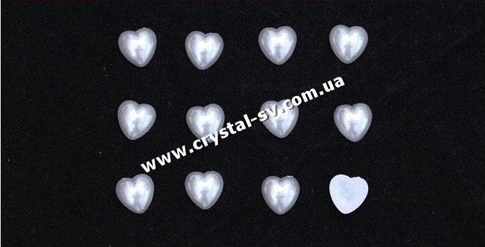 Полужемчуг в форме сердца 10мм. Цена за 50шт. — CRYSTAL SHOP