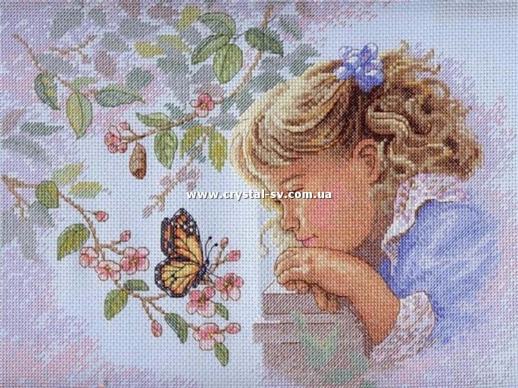 Набор алмазная мозаика стразами Девочка с бабочкой (30x40) — CRYSTAL SHOP