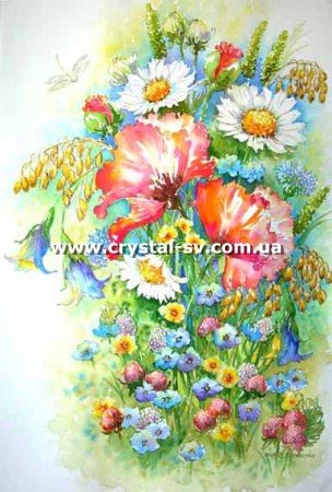 Набор алмазная мозаика стразами Полевые цветы Живопись (60х40) — CRYSTAL SHOP