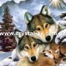 Набор рисование камнями по номерам Волчья семья фото 1 — CRYSTAL SHOP