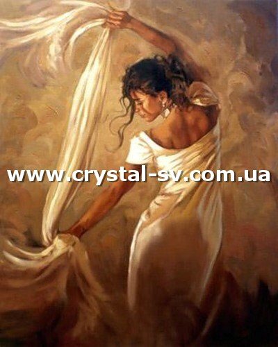 Набор алмазная мозаика стразами Ретро Девушка в белом Нежность (50х40) — CRYSTAL SHOP