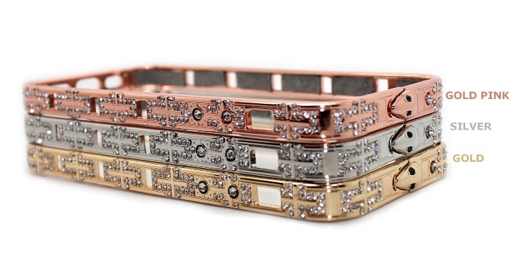 Бампер для iPhone 5/5s Luxury BVLGARI метал со стразами Snake Head SILVER — CRYSTAL SHOP