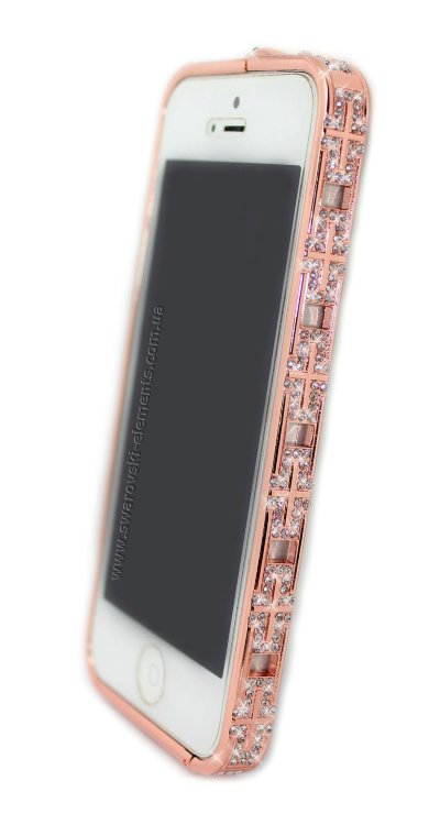 Бампер для iPhone 5/5s Luxury BVLGARI метал со стразами Snake Head GOLD PINK — CRYSTAL SHOP