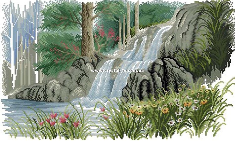 Набор рисование камнями Вышивка водопад (30x50) — CRYSTAL SHOP