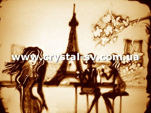 Набор алмазная мозаика стразами Песчаный мотив Девушка Подружки Париж (30x40) — CRYSTAL SHOP