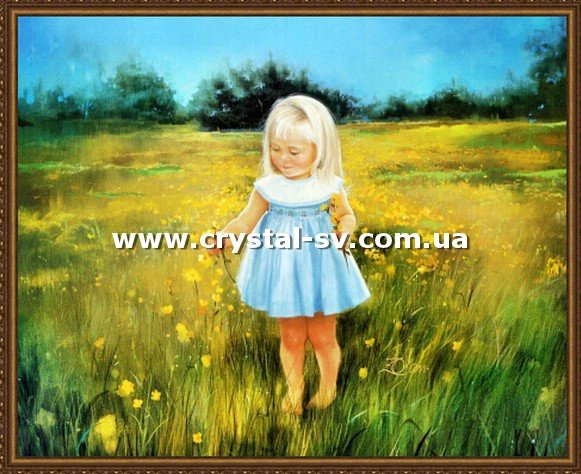 Набор алмазная мозаика стразами Девочка в поле (40х50) — CRYSTAL SHOP