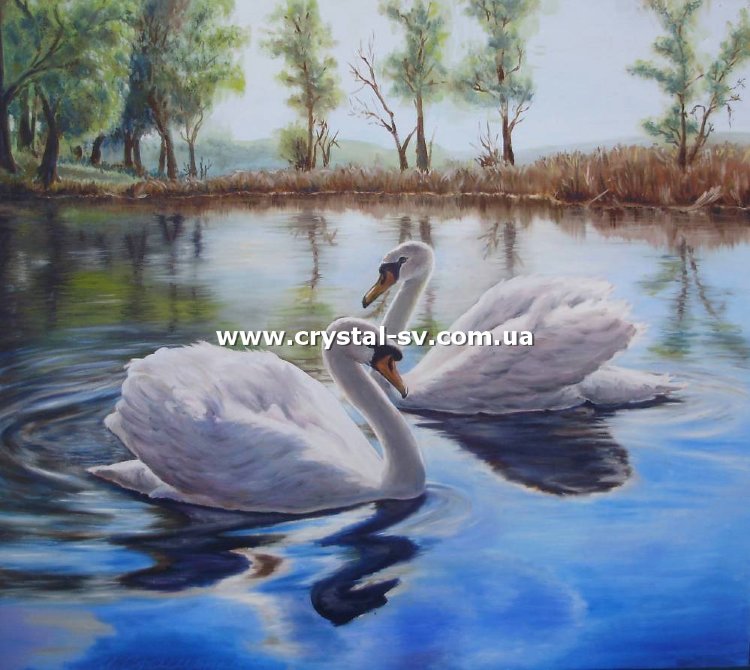 Набор картина из страз Лебеди на пруду (40х50) — CRYSTAL SHOP
