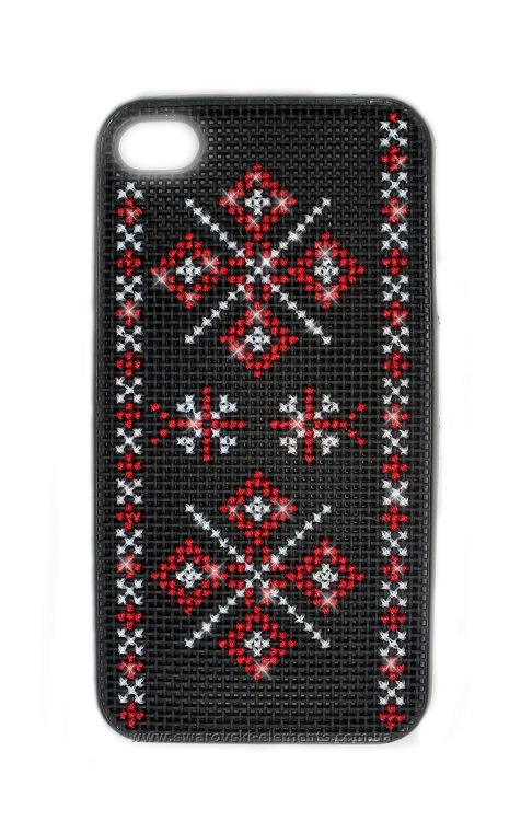 Чехол для iphone 4/4s украинская народная вышивка черная вышиванка  — CRYSTAL SHOP