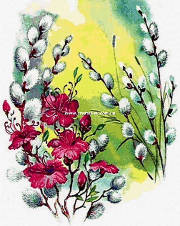 Набор алмазная мозаика стразами 8 Марта Верба Котики — CRYSTAL SHOP