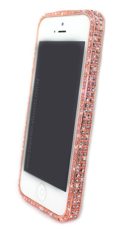 Бампер для iphone 5/5s DIAMOND Luxury metal bling GOLD PINK — CRYSTAL SHOP