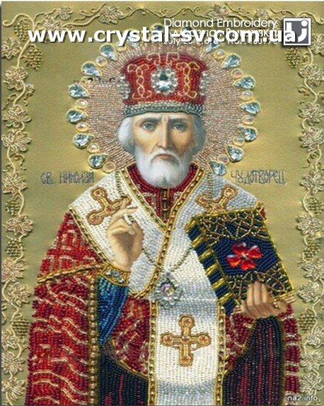Набор вышивание камнями Икона Святой Николай Чудотворец (40х30) — CRYSTAL SHOP