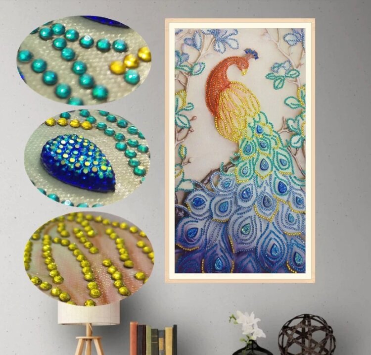 Набор алмазная мозаика специальными стразами Элегантный павлин (45х28) — CRYSTAL SHOP