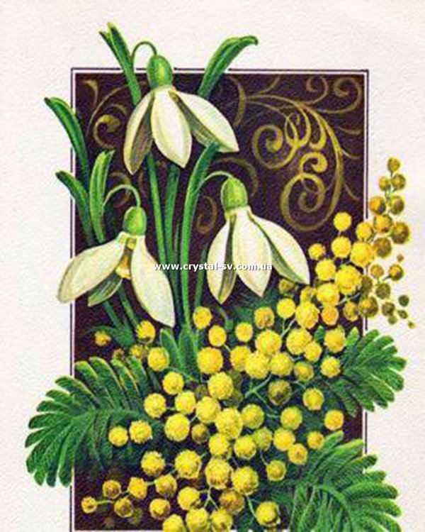 Набор алмазная мозаика стразами 8 Марта Мимоза Подснежники — CRYSTAL SHOP