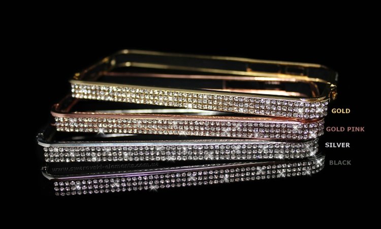 Бампер для iphone 4 4s алюминиевый с камнями SILVER — CRYSTAL SHOP