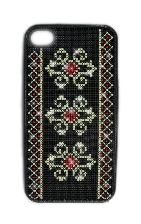 Чехол для iphone 4/4s украинская черная вышиванка  — CRYSTAL SHOP