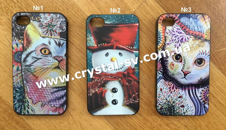 купить чехлы на iphone 4 4s дешево Котики и Снеговик — CRYSTAL SHOP