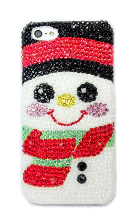 Чехол для iphone 5/5s из страз Diamond Crystal Bling стразами Christmas Снеговик — CRYSTAL SHOP