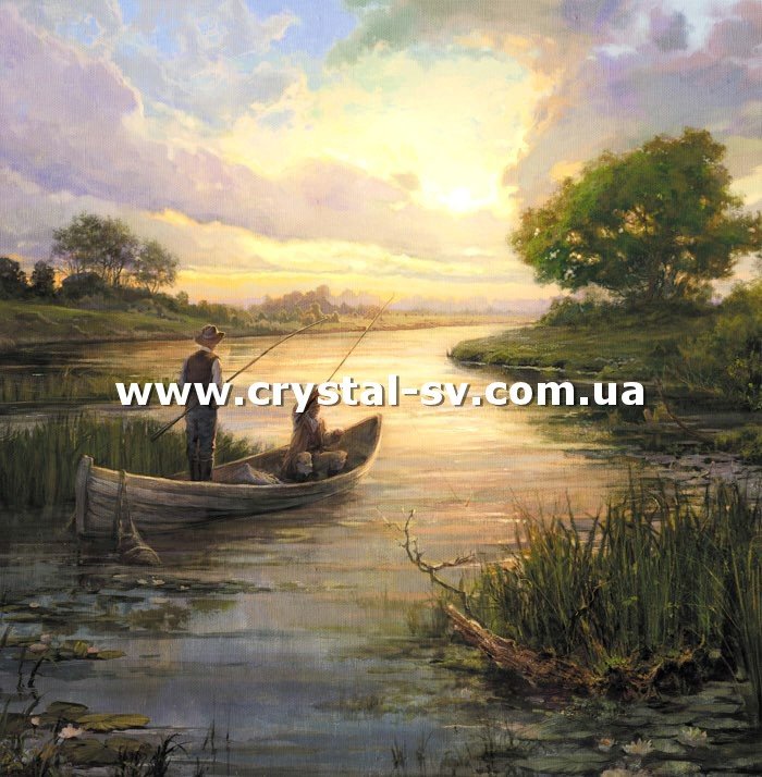 Набор алмазная живопись Рыбак на озере (40x50) — CRYSTAL SHOP
